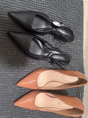Primark Black and Tan Pointed Slingback Flats